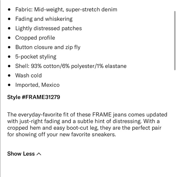 NEW • Frame • Le Cropped Mini Bootcut Jeans Rips - Picture 5 of 5